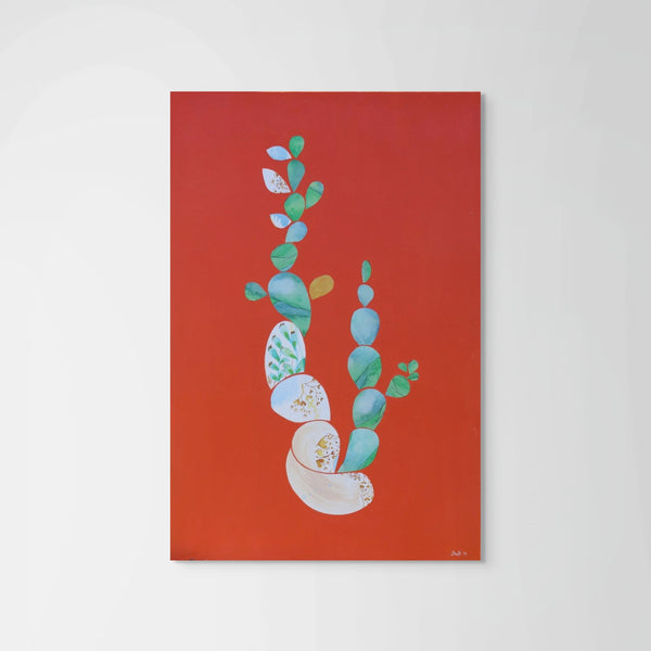 “Collage in Orange” – Original Mixed Media Painting on Canvas ( 36x24") - VIOLETREDSTUDIO