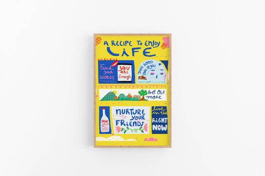 A Recipe to Enjoy Life- Motivational Cubicle Decor, Self-Love Wall Art, Positive Dorm Room Decor, Back to School Gifts