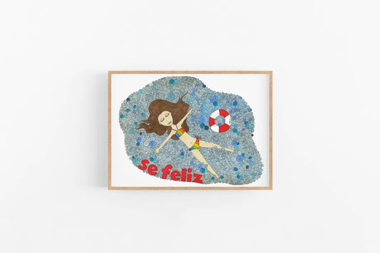 Happiest at the Pool Spanish art print summer Spanish quote wall decor Violet Red Studio