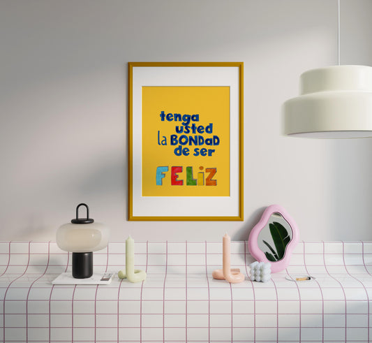 An inviting Spanish quote print that greets you at the door with kindness and joy. 