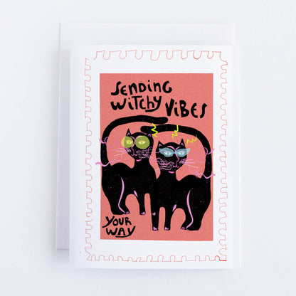 Witchy Vibes Greeting Card - VIOLETREDSTUDIO