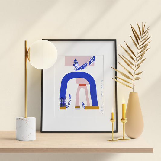 Set of 4 Modern Abstract Art Print, Modern Office Decor, Mid Century Inspired Wall Art for Cubicle Decor - VIOLETREDSTUDIO