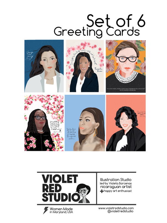Set of 6 Washington DC Iconic Women Card Pack - VIOLETREDSTUDIO