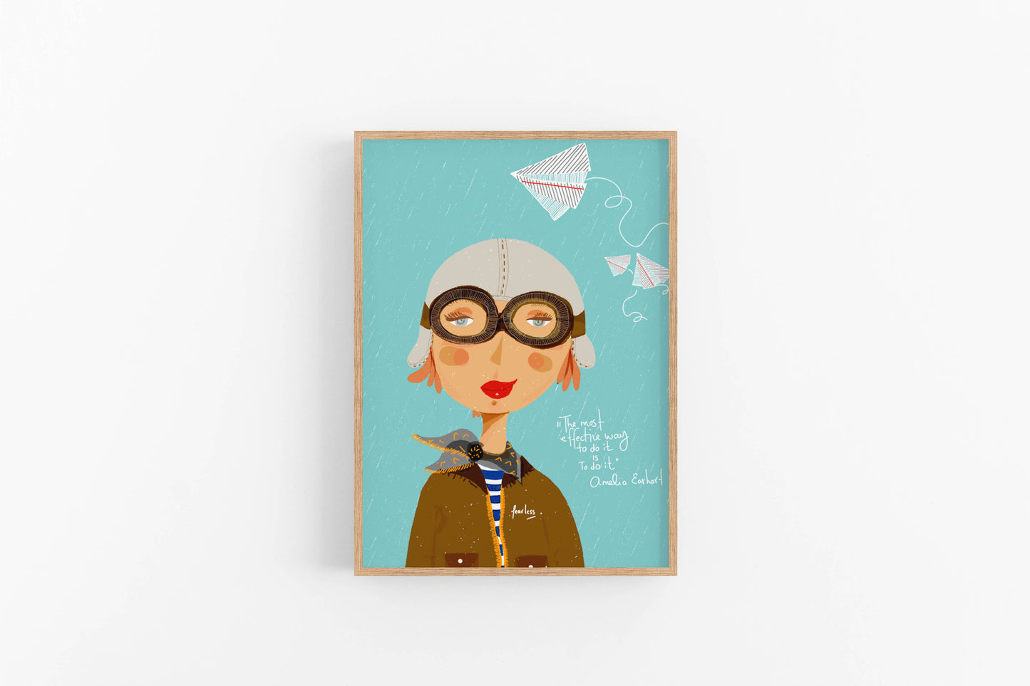 Amelia Earhart Cartoon Print, Girl Power Print, Novelty Wall Art, Feminist Nursery Decor - VIOLETREDSTUDIO