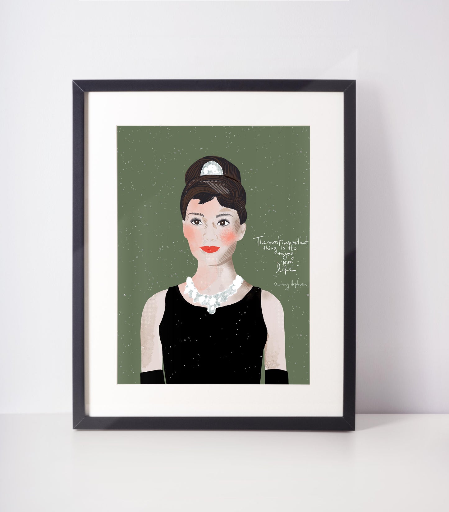 AUDREY HEPBURN Art Print Ready to Frame, Fashionista Gift Feminist Wall Art - VIOLETREDSTUDIO