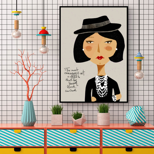 Coco Chanel Fashion Icon Art Print, Nursery Wall Art - VIOLETREDSTUDIO
