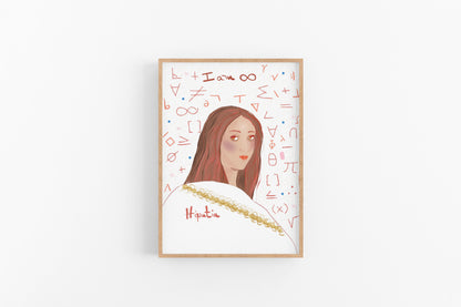 HIPATIA OF ALEXANDRIA, Inspiring women of antiquity, Dorm Room Wall Art, Science Cubicle Decor - VIOLETREDSTUDIO