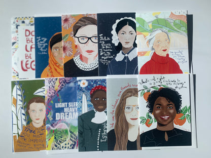 Trailblazer Card Set, Set of 10 greeting Card, Feminist Stationary set - VIOLETREDSTUDIO