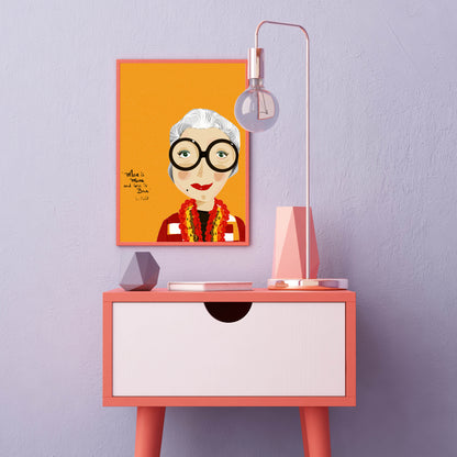 IRIS APFEL Wall Art Print, Fashion Lovers Gifts, Cubicle Decor - VIOLETREDSTUDIO