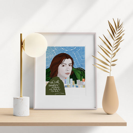 JOAN DIDION Inspired Portrait, Cubicle Decor - VIOLETREDSTUDIO