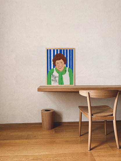 JULIA CHILD'S Art Print , Inspiration for Chef, Kitchen Wall Art, Fan Art - VIOLETREDSTUDIO