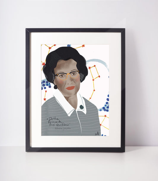 Katherine Johnson Art Print, Women in STEM, Young scientist inspiration, Cubicle Decor, ART PRINT Ready to Frame - VIOLETREDSTUDIO