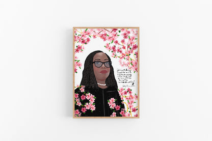 KETANJI BROWN Jackson Portrait, Cubicle Decor, Graduation Gift, Feminist Poster, Ready to frame Wall Art - VIOLETREDSTUDIO