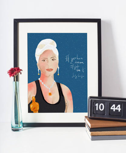 Lady Gaga Wins An Oscar,  Ready to Frame Art Print - VIOLETREDSTUDIO