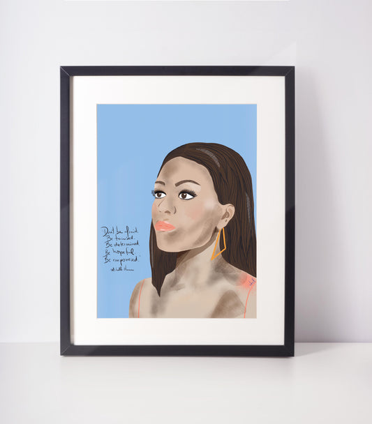 Michelle Obama Portrait, Feminist Art Print, Iconic Women Wall Art, Cubicle Decor - VIOLETREDSTUDIO