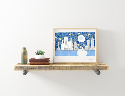 New York City Skyline  | Cubicle Decor | Father's Day Gift - VIOLETREDSTUDIO