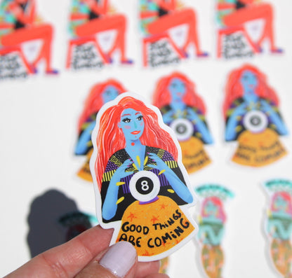 GOOD THINGS are Coming- Vinyl Sticker-Optimistic Cell Phone Sticker - VIOLETREDSTUDIO