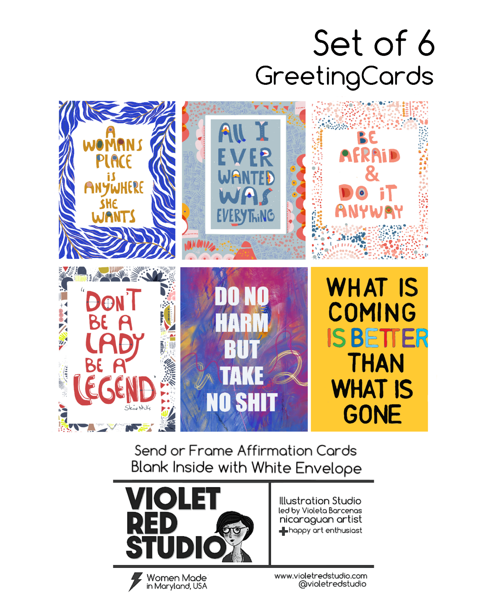 GREETING CARDS-Quotes Printed Cards-Motivational Cards-Typographic Art-Affirmation Cards-Women Power Cards-Dreamer Inspirational Cards - VIOLETREDSTUDIO