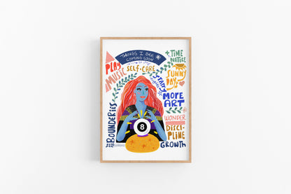 Predicting good things ahead Poster, Modern witch Art print - VIOLETREDSTUDIO