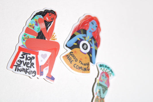 Set of 3 Vinyl Sticker- Positive Affirmation- Self Care Stickers-Hot Girl Summer Stickers - VIOLETREDSTUDIO