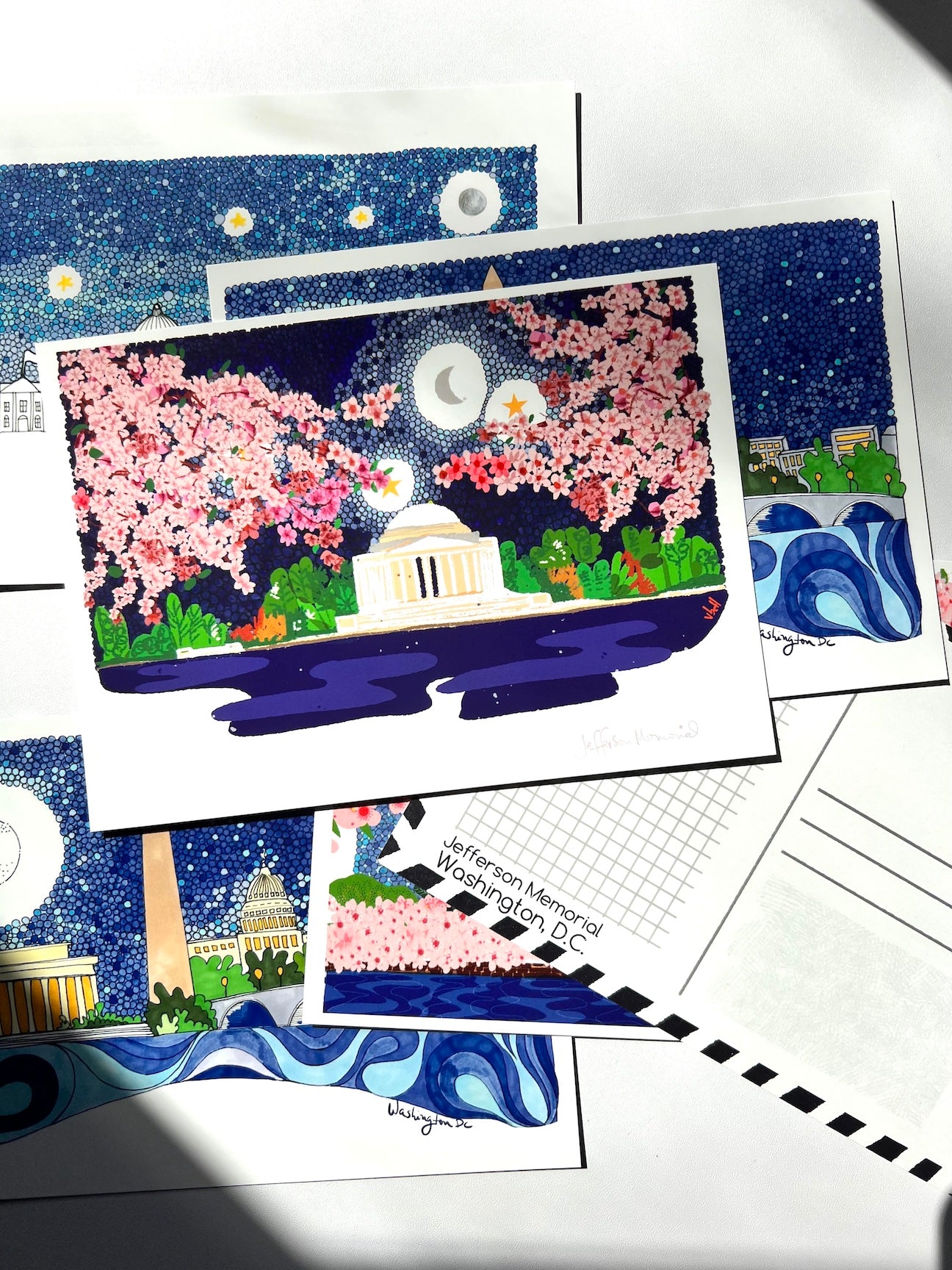 Set of 4 Washington DC Postcards- Snail Mail - VIOLETREDSTUDIO