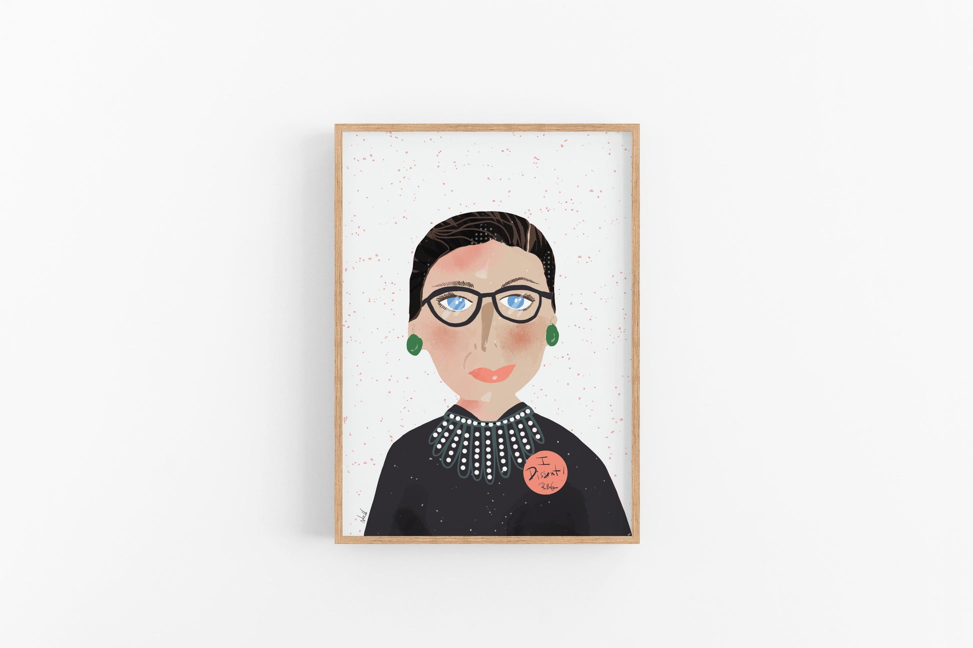 Ruth Bader Ginsburg cartoon portrait, Notorious RBG Print for girls room decor - VIOLETREDSTUDIO