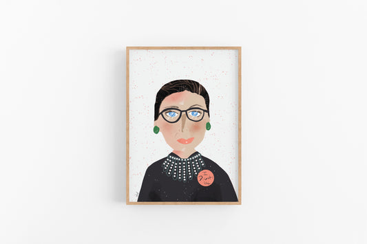 Ruth Bader Ginsburg cartoon portrait, Notorious RBG Print for girls room decor - VIOLETREDSTUDIO