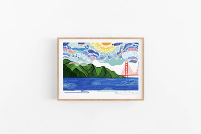 San Francisco Bay skyline | California Wall Art | Fun Cubicle decor - VIOLETREDSTUDIO