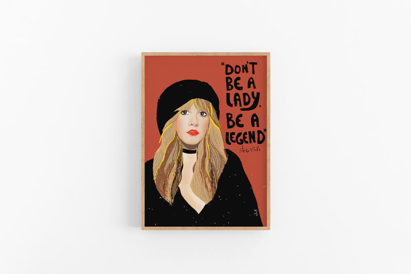 STEVIE NICKS Inspire portrait, Don't be a lady be a legend Art Print, Cubicle Decor - VIOLETREDSTUDIO