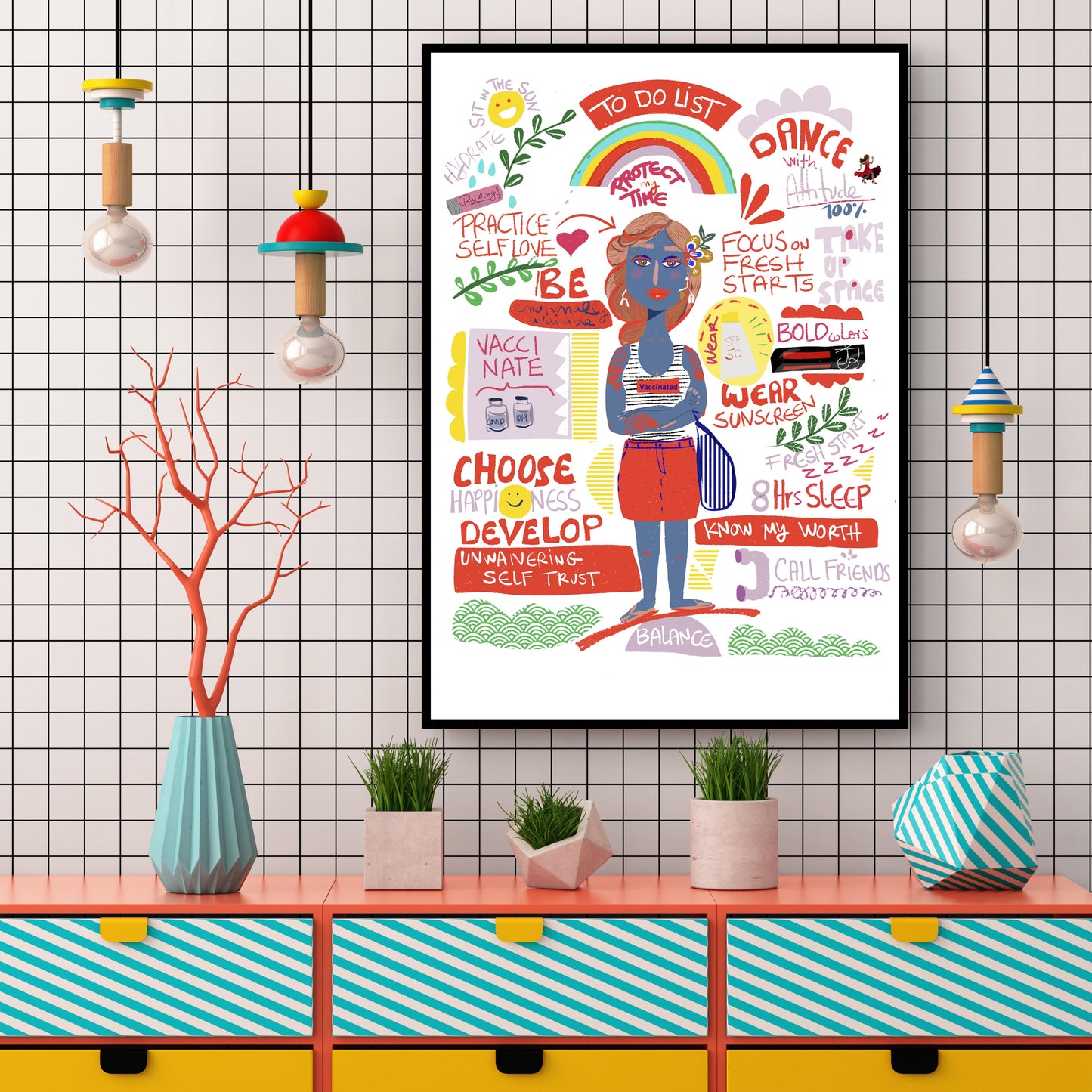 Fun cubicle decor, Dorm Room decor, Home office funny art print, Vaccinated Art - VIOLETREDSTUDIO
