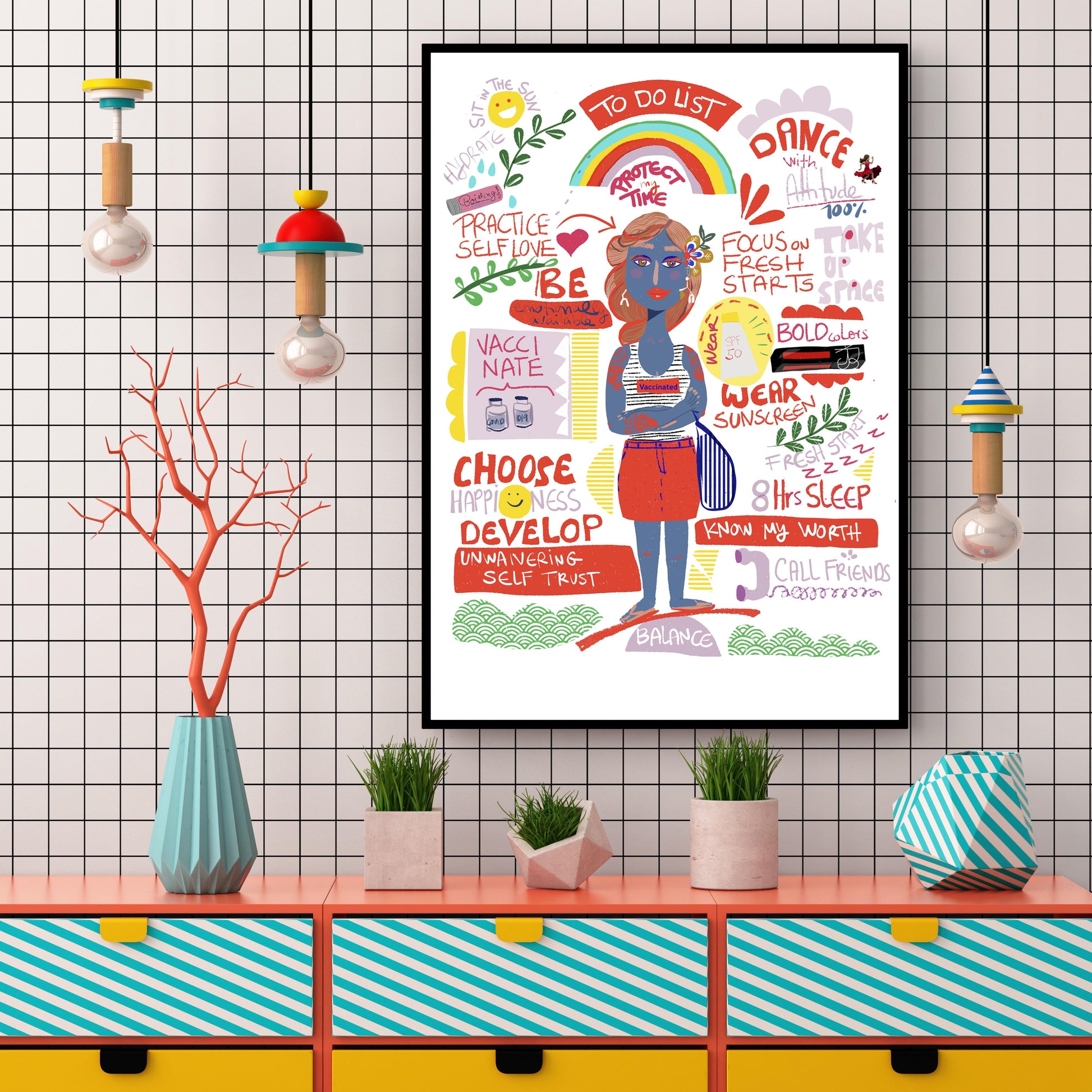 Fun cubicle decor, Dorm Room decor, Home office funny art print, Vaccinated Art - VIOLETREDSTUDIO