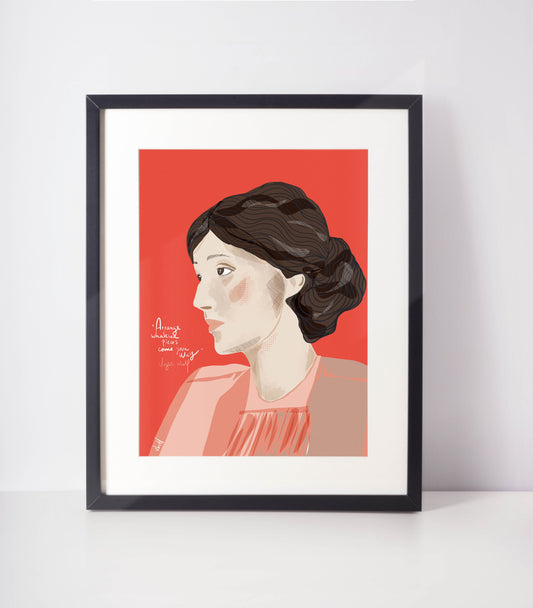 Virginia Woolf Ready to Frame Art Print, ICONIC WOMEN Portrait - VIOLETREDSTUDIO