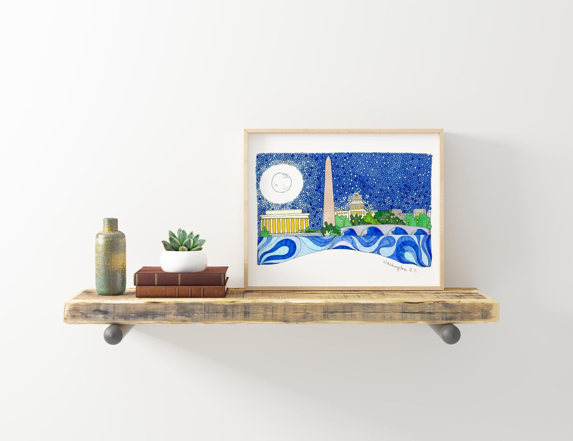 Washington DC Art-Wanderlust Art Print-DC Skyline Art ,Gift For Travel-Wall Decor Art-Travel Poster-Skyline Painting - VIOLETREDSTUDIO
