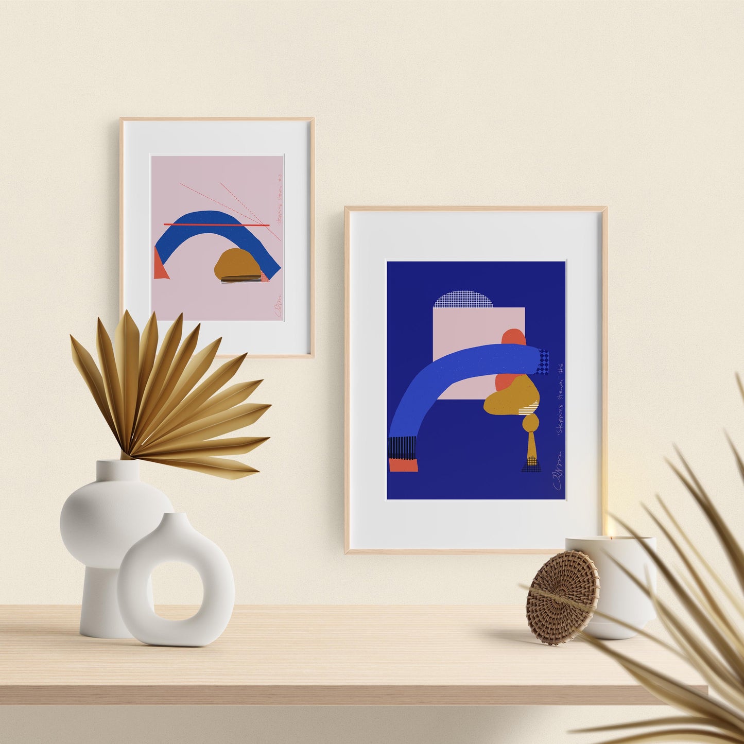 Abstract Blue Wall Art, Mid Century Modern, Blue Ridge - VIOLETREDSTUDIO