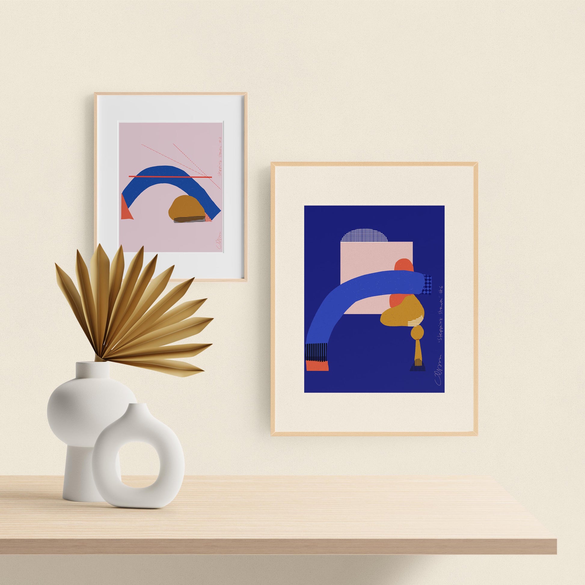 Abstract Blue Wall Art, Mid Century Modern, Blue Ridge - VIOLETREDSTUDIO