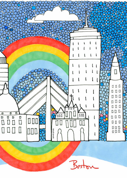 Boston Skyline-Bostonian Accent Print-Fun cubicle Decor-TRAVEL PRINTS - VIOLETREDSTUDIO