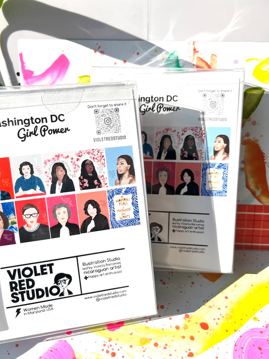 Washington DC Girl Power Set of 10 Greeting Card - VIOLETREDSTUDIO