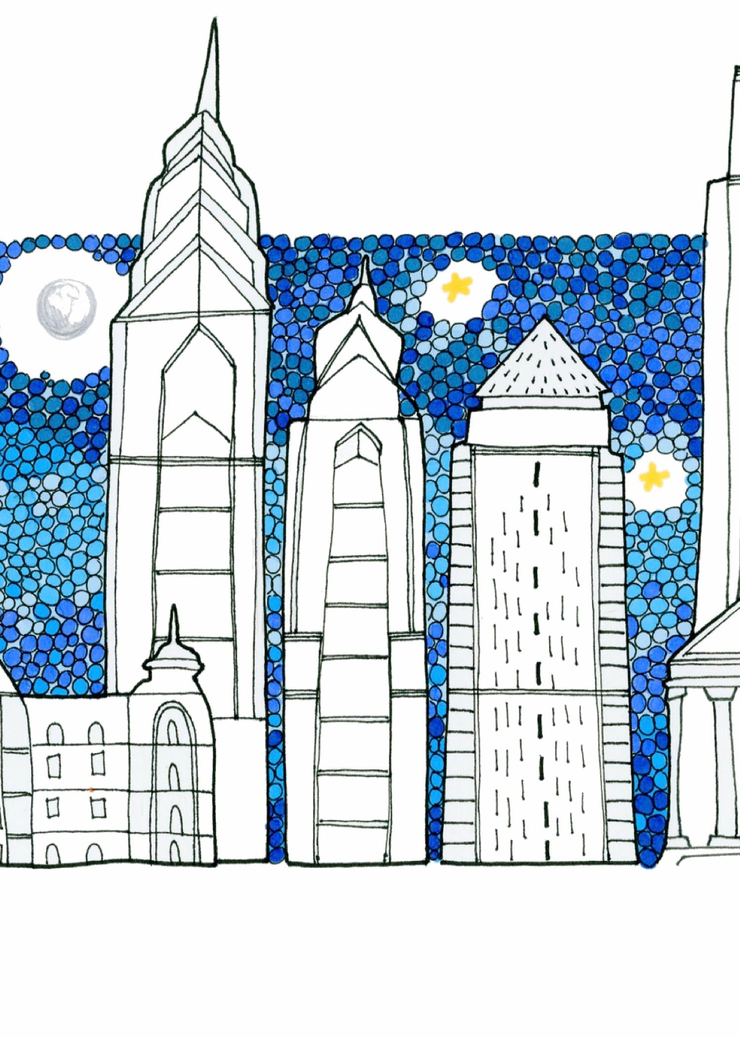 Philadelphia ~ Simple Skyline ~ LOVE ~ Landscape ~ Mixed Media Art Print ~ Travel Lover ~ Wanderlust ~ Cities of the World - VIOLETREDSTUDIO