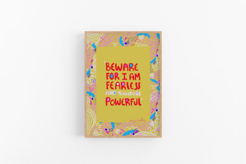 Beware for I am Fearless Hand drawn Art print, Cubicle Decor - VIOLETREDSTUDIO
