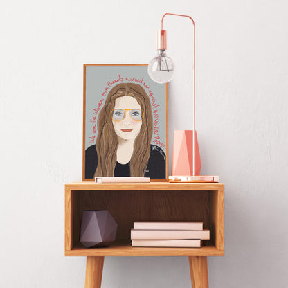 GLORIA STEINEM  Print,Iconic Women Print, Feminist Poster, Cubicle Decor - VIOLETREDSTUDIO