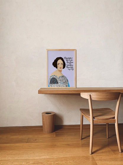 Mary Shelley Portrait, Beware for I am Fearless and Therefore Powerful, Cubicle Decor, Art Print, Gift for Writers - VIOLETREDSTUDIO