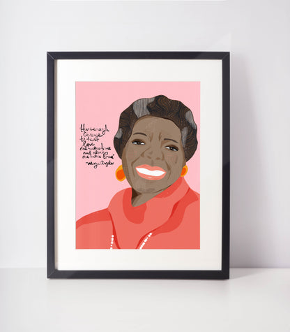 MAYA ANGELOU Art PrinT-Cubicle Decor-Writer's Gift-Classroom Wall Art - VIOLETREDSTUDIO