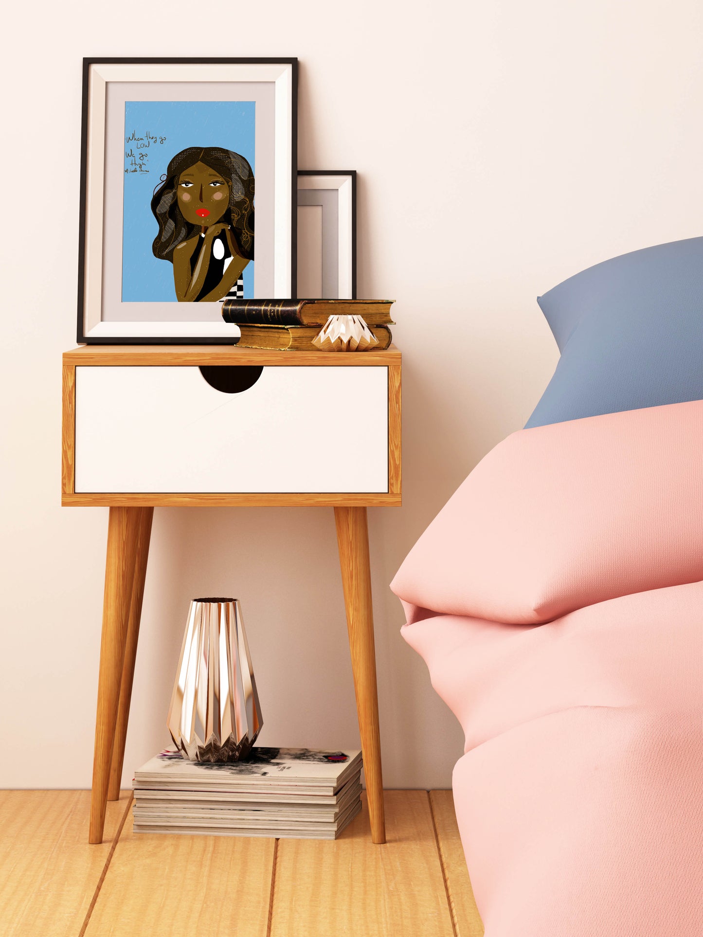 MICHELLE OBAMA Celebrity Portraits, Girl Boss Wall Art - VIOLETREDSTUDIO