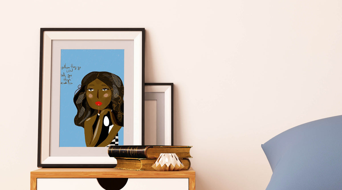 MICHELLE OBAMA Celebrity Portraits, Girl Boss Wall Art - VIOLETREDSTUDIO
