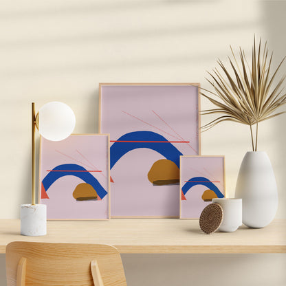 Pink Wall Art, Modern Bedroom Decor, Soft Pink Abstract Art Print, Abstract Shapes Print - VIOLETREDSTUDIO