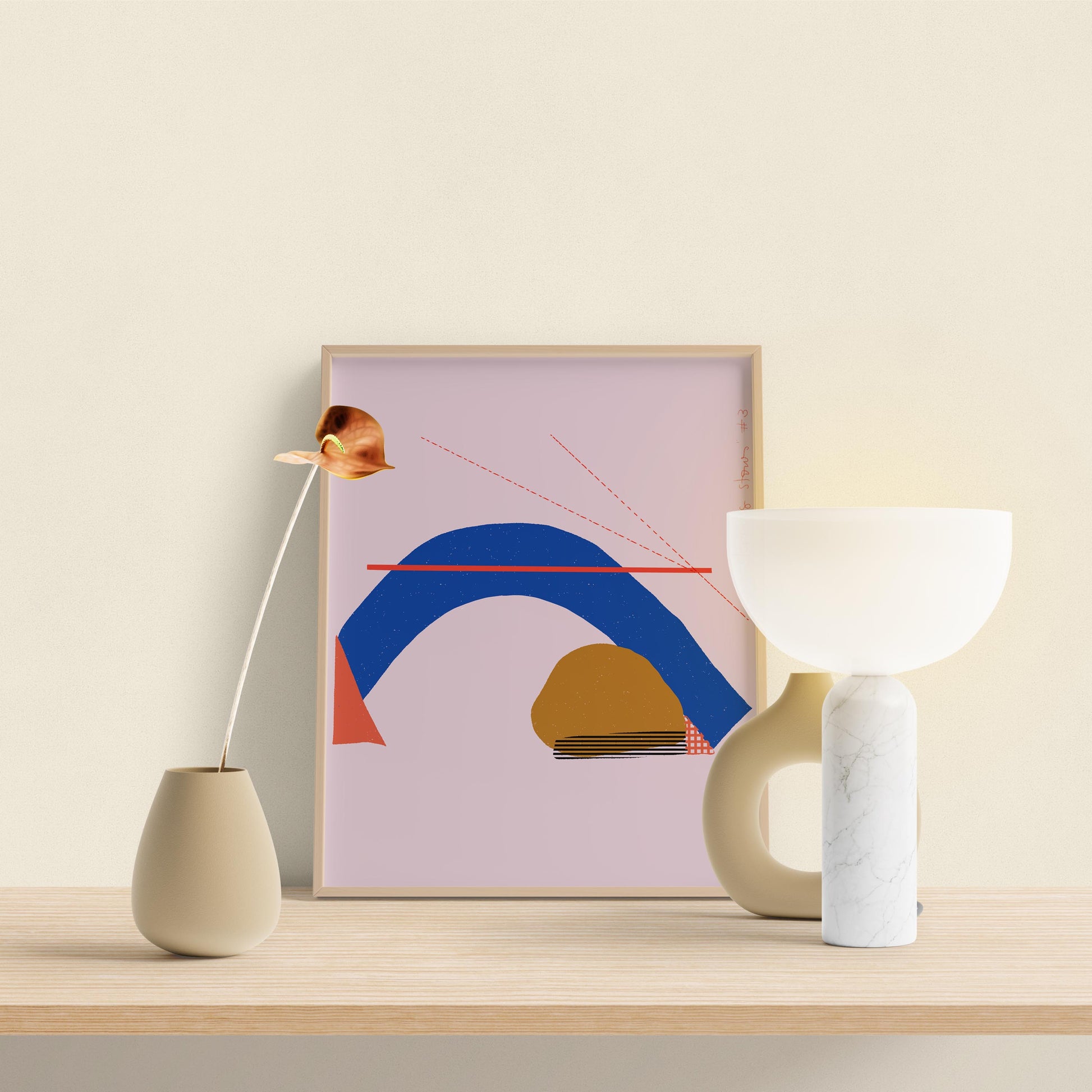 Set of 4 Modern Abstract Art Print, Modern Office Decor, Mid Century Inspired Wall Art for Cubicle Decor - VIOLETREDSTUDIO