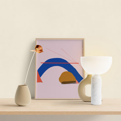 Set of 4 Modern Abstract Art Print, Modern Office Decor, Mid Century Inspired Wall Art for Cubicle Decor - VIOLETREDSTUDIO