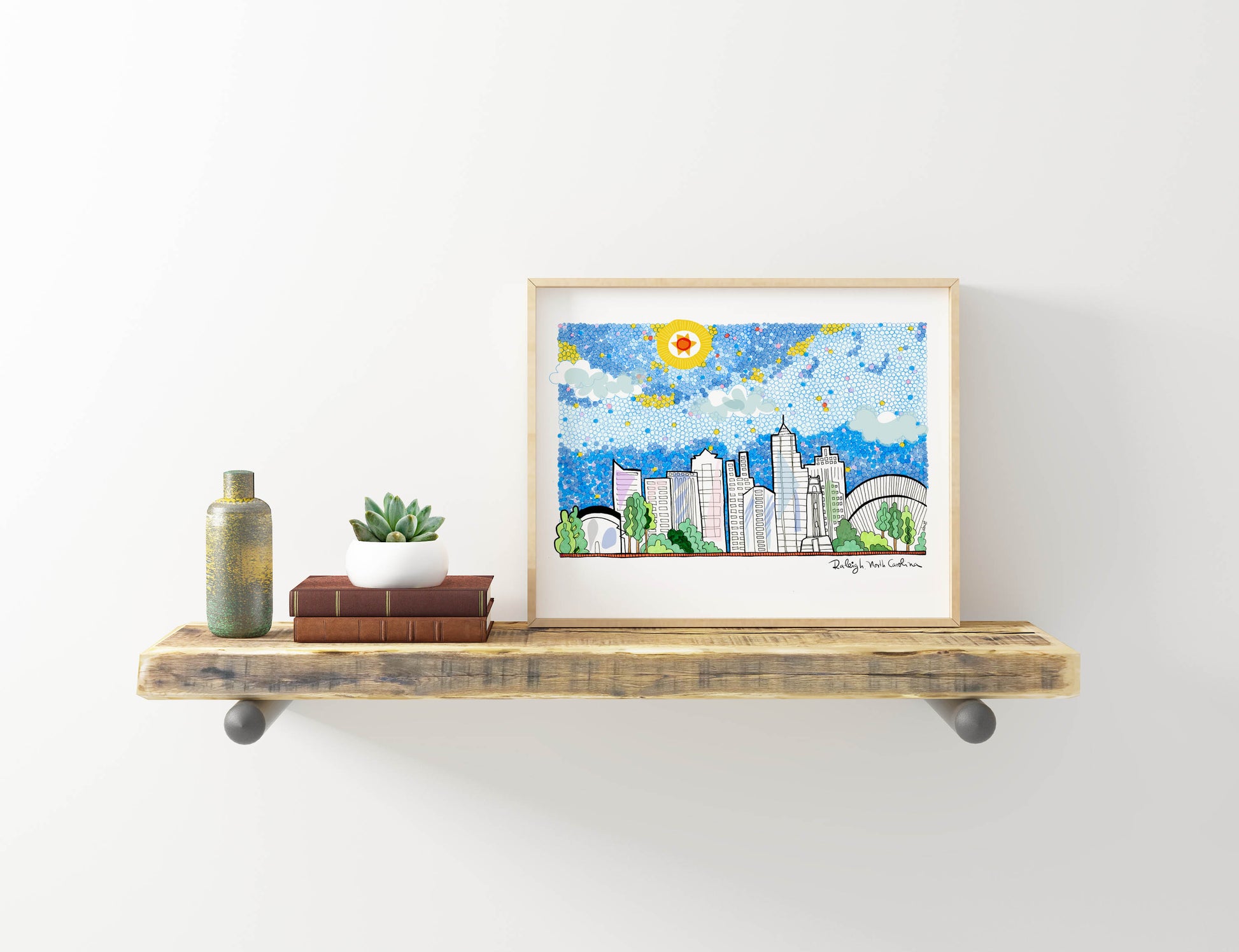 RALEIGH, North Carolina skyline | Art print for cubicle decor-TRAVEL PRINTS - VIOLETREDSTUDIO