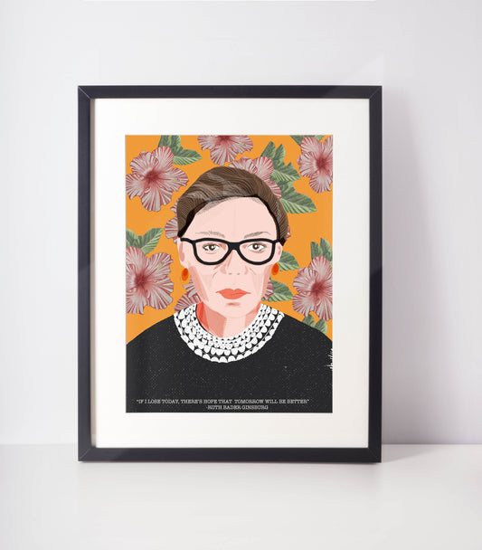 Notorious RBG Art Print,  Ruth Bader Ginsburg Portrait, Cubicle Decor, RBG QUOTE - VIOLETREDSTUDIO