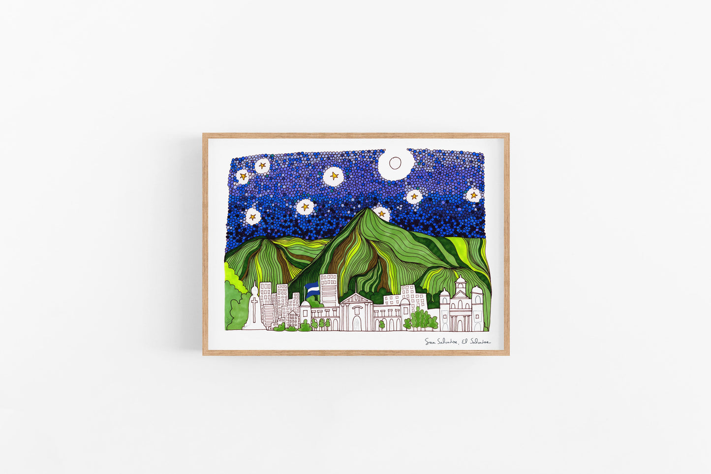 El Salvador, Salvador Skyline, Bedroom Decor, Apartment Wall Art, TRAVEL PRINTS - VIOLETREDSTUDIO